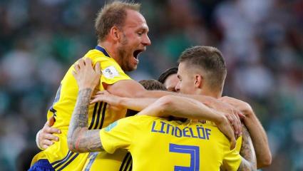- The Swedes celebrate a goal (Hindustan Times)